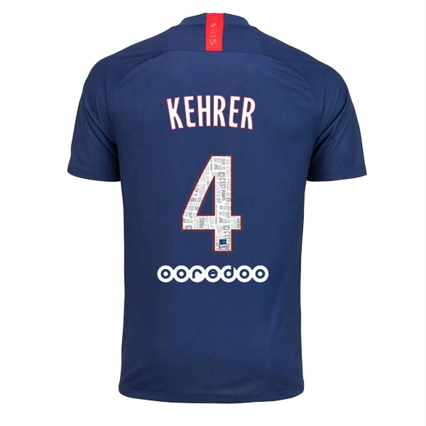 Camiseta Paris Saint Germain NO.4 Kehrer Replica Primera Ropa 2019/20 Azul